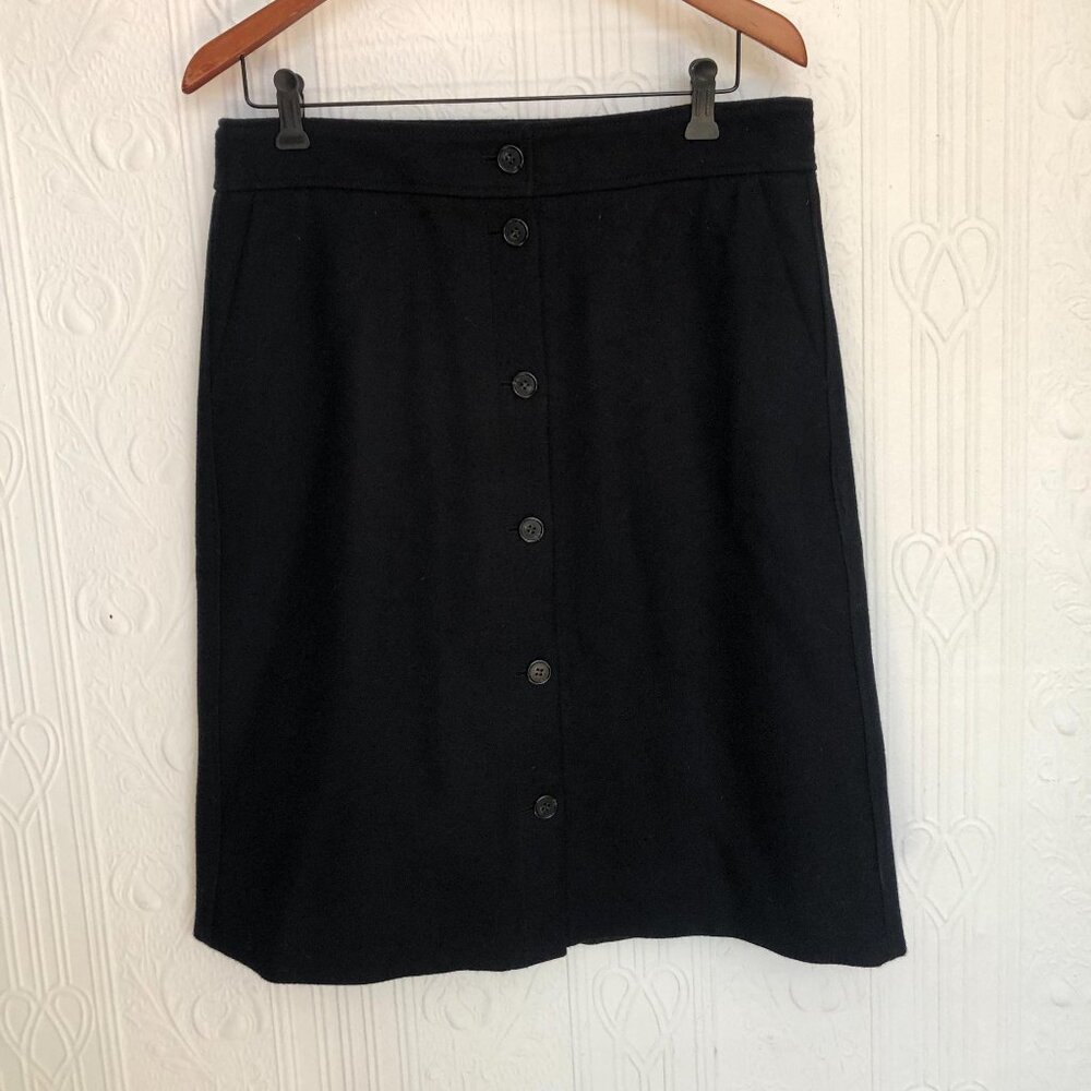 Like new - J Crew Black Tall A line mini skirt in black wool size 12